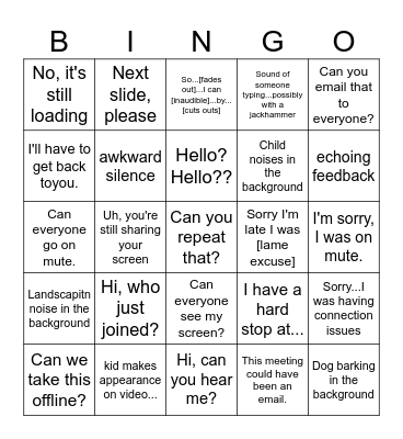 Conference Call BINGO Card