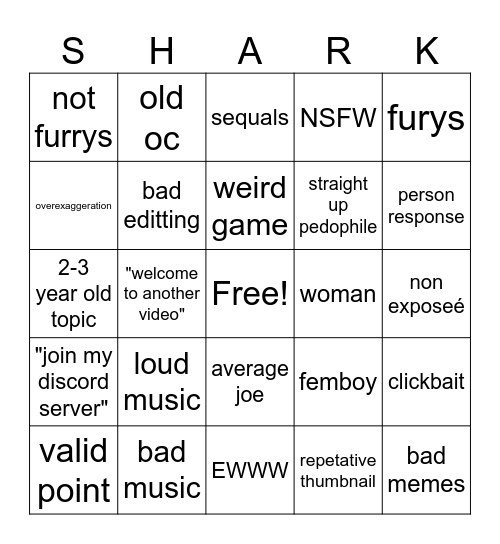 shark bingo Card