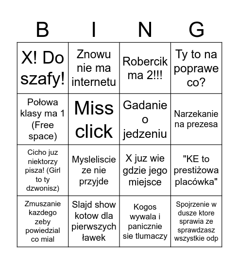 Sprawdzian z biologii Bingo Card