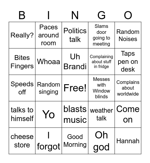 Dave 5/7/25 Bingo Card