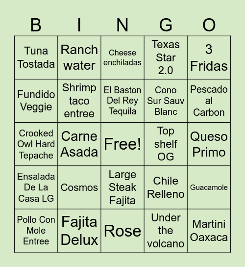 Taco Tuesday Bingo!! Bingo Card