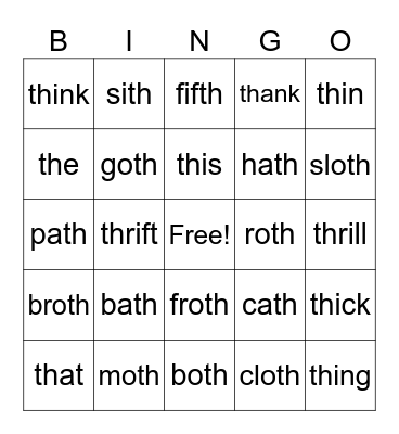 2 Sounds of th Bingo Card