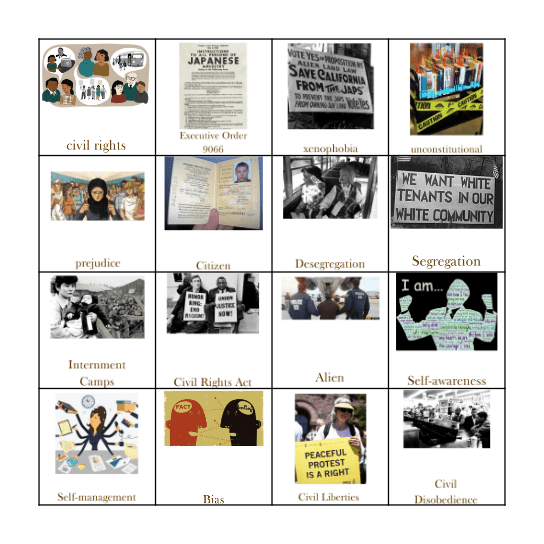Civil Rights I Vocab BINGO Card
