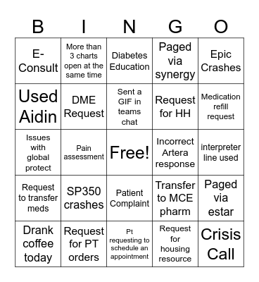DCC Week BINGO Card