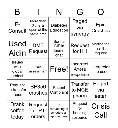 DCC Week BINGO Card
