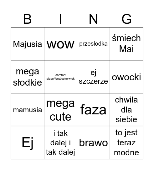 Wersow Bingo Card