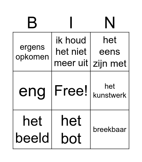 Veilig leren lezen kern 11 woordenschat Bingo Card