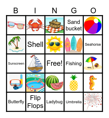 Summer Time Bingo Card