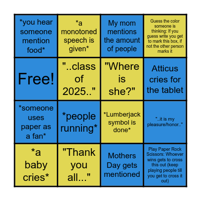 Adrians Graduation 2025!! Bingo Card