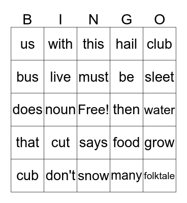Words, Words, and More Words Bingo Card