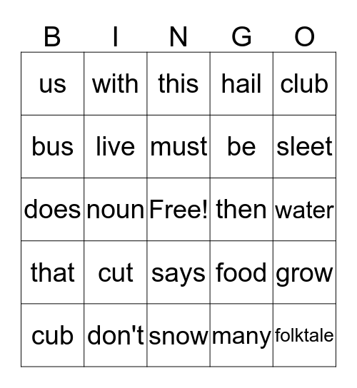 Words, Words, and More Words Bingo Card