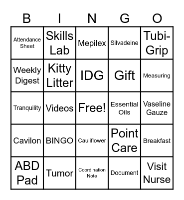 ECO Nurses Week BINGO Card