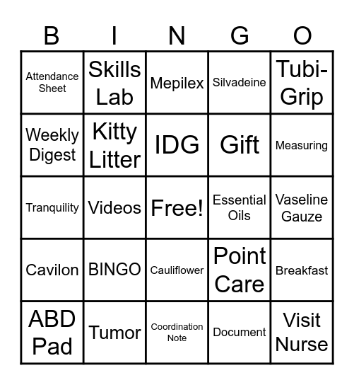 ECO Nurses Week BINGO Card