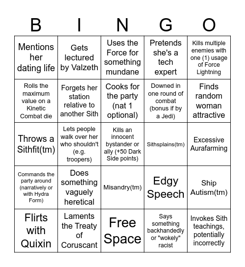 Virana Bingo Card
