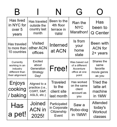 Gen Strat Day - New Joiner Breakfast! Bingo Card