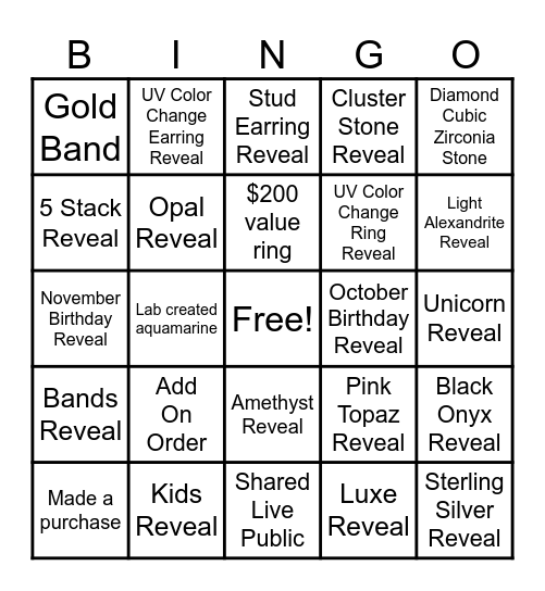 Bingo W Evantley Bingo Card
