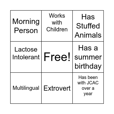 People Bingo Card
