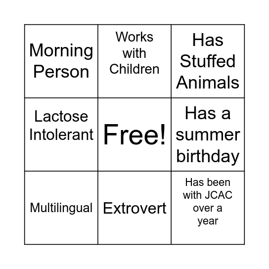 People Bingo Card