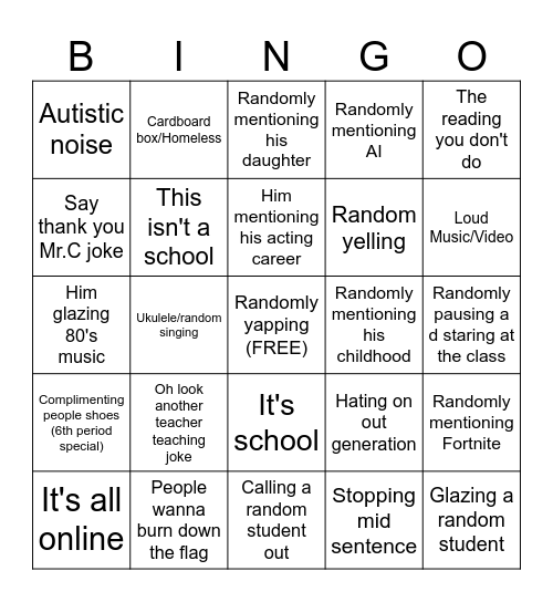 Mr.C Bingo 2.0 Bingo Card