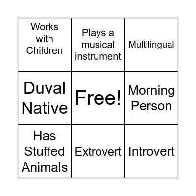 People Bingo Card