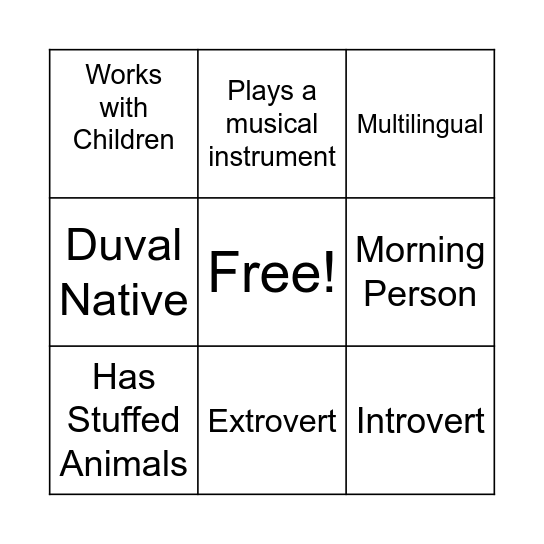 People Bingo Card