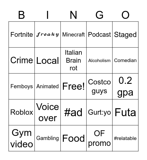 Tiktok bingo 2025 Bingo Card