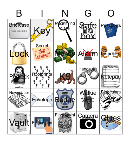 Secret Agent Bingo Card