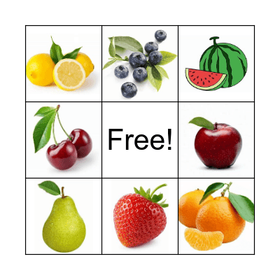 Fruit Bingo Card