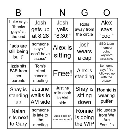 SPROCKET WIP Bingo Card