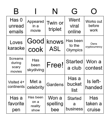 BT LT Bingo Card