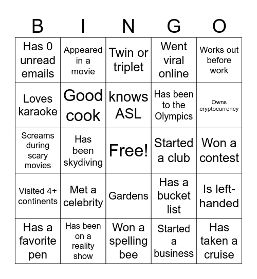 BT LT Bingo Card