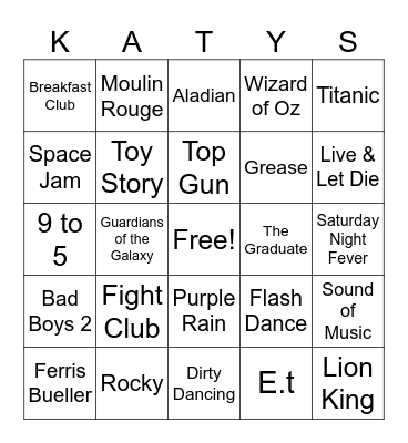 TV & Movie Tunes Bingo Card