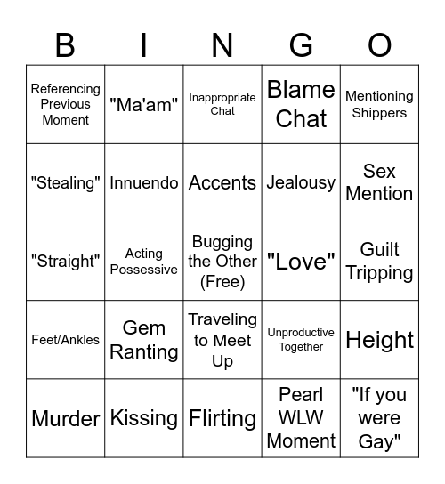 Gempearl Bingo Card