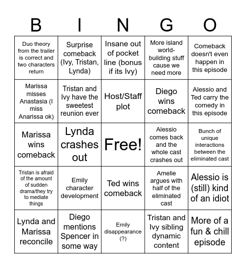 DC4 Ep. 13 Bingo card Bingo Card