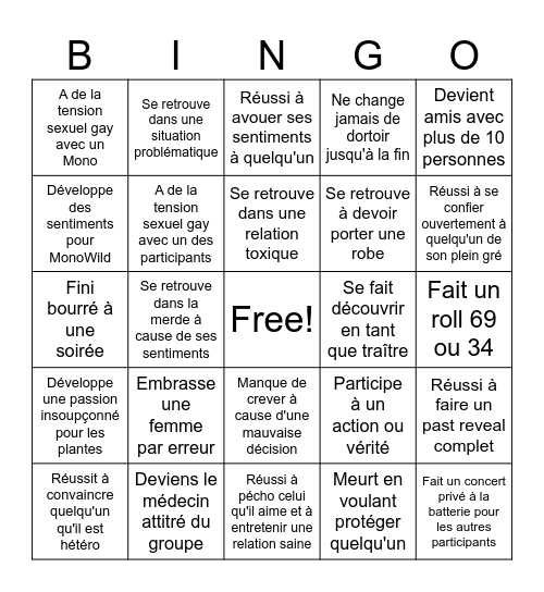 Bingo Virgile saison 4 Bingo Card