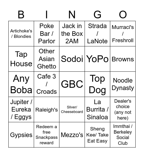 Rerun Bingo Card