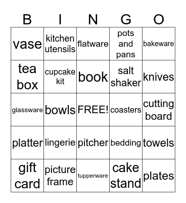Meghaan's Bridal Shower Gift Bingo! Bingo Card