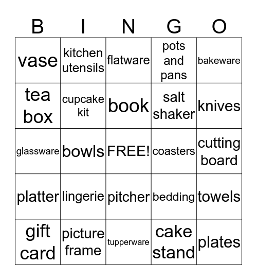 Meghaan's Bridal Shower Gift Bingo! Bingo Card