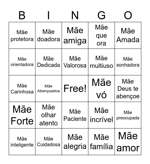 chá das Mães Bingo Card