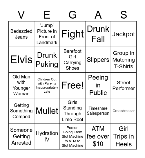 Vegas Bingo Card