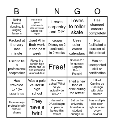 Squares & Shares Bingo Card