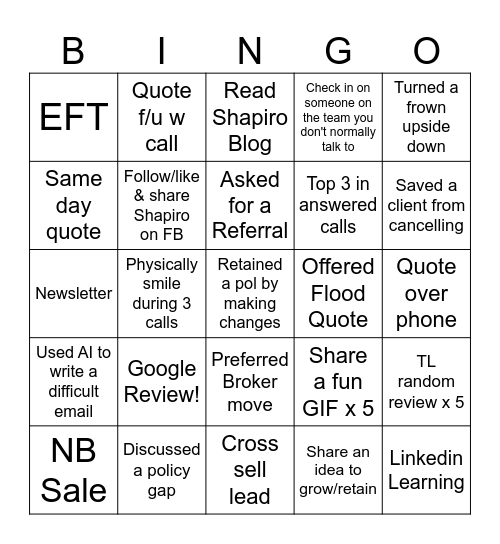 IV League Bingo Card