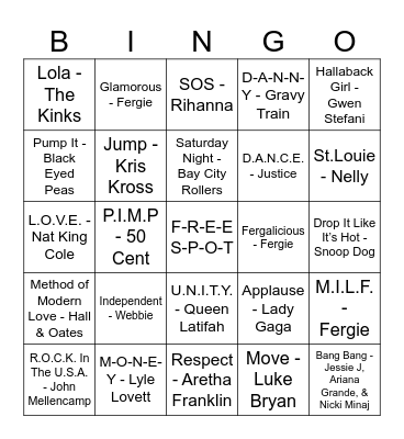Spelling Bee Music Bingo Card