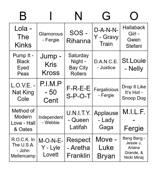 Spelling Bee Music Bingo Card