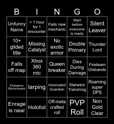 Rite of The Nine Bingo Card