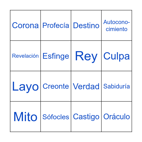 Bingo Trágico: Edipo Rey Bingo Card