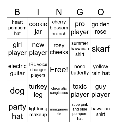 gorilla tag bingo Card