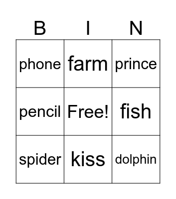 Topic: /p/, /ph/, /s/, /sh/, /n/,  and double consonants at the end /ss/. Bingo Card