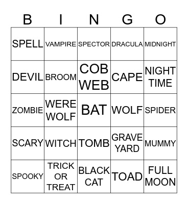 Halloween Bingo Card