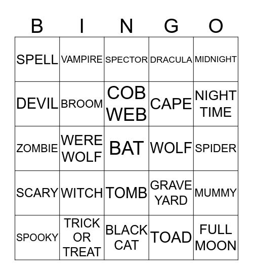 Halloween Bingo Card